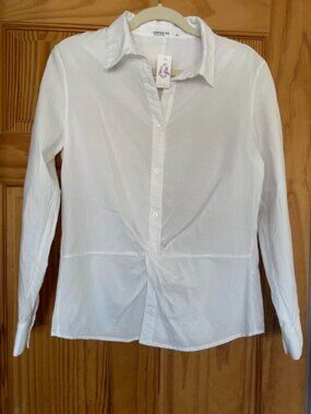 Stateside White Cotton Poplin Button Up Shirt Womens M Made USA Minimalist NWOT